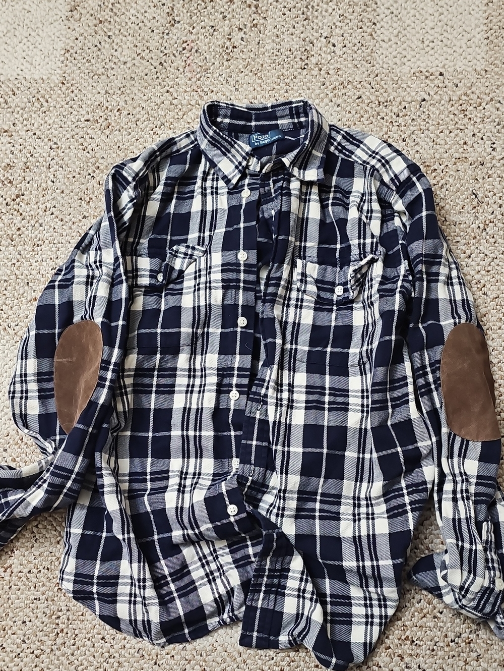 Polo by Ralph Lauren Navy and White Plaid Button-Down Shirt